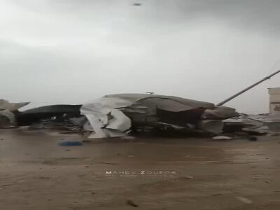  آوارگان غزه گرفتار در طوفان شدید