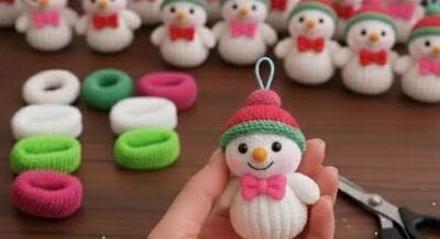  آموزش ساخت آویز جاکلیدی آدم برفی با کش مو