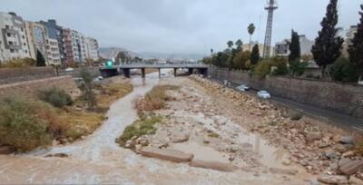 ببینید/ وضعیت رودخانه خشک شیراز پس از ۱۸ ساعت بارندگی