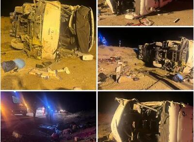 جزئیات حادثه واژگونی اتوبوس در محور نطنز با ۱۳ فوتی
