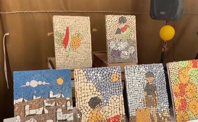  برگزاری نمایشگاه هنری صنایع دستی در زیر بمباران غزه