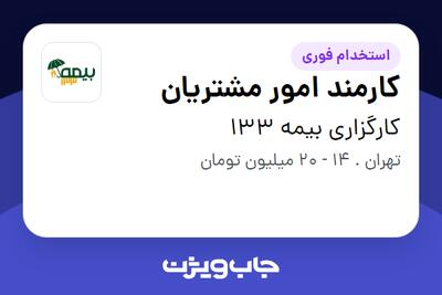  استخدام کارمند امور مشتریان - خانم در کارگزاری بیمه 133
