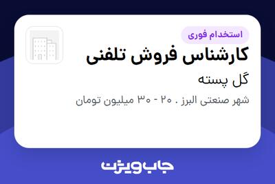  استخدام کارشناس فروش تلفنی در گل پسته
