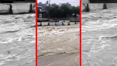  فیلم جاری شدن سیلاب در خیابان های قشم