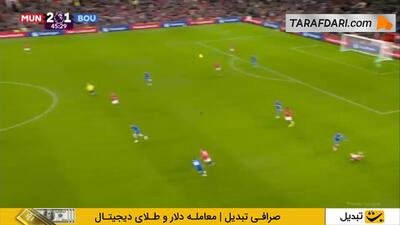 38 ثانیه پس از شروع نیمه دوم؛ گل اوانیلسون به منچستریونایتد (منچستریونایتد 2-2 بورنموث)