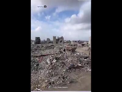  تصاویر ویرانی گسترده در مرکز شهر خان ‌یونس