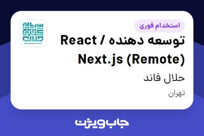  استخدام توسعه دهنده React / Next.js (Remote) در حلال فاند