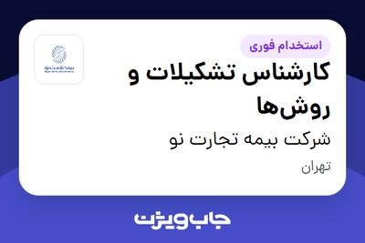  استخدام کارشناس تشکیلات و روش‌ها در شرکت بیمه تجارت نو
