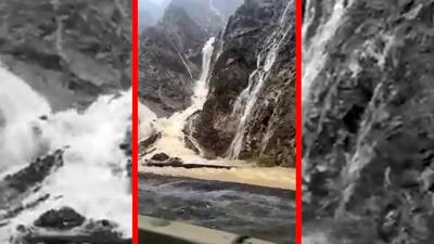  فیلم جاری شدن سیل از کوه‌های حاجی آباد هرمزگان