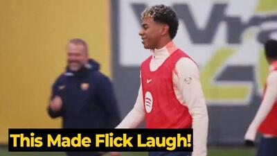 واکنش هانسی فلیک به استایل لباس پوشیدن جدید لامین یامال در تمرینات بارسلونا