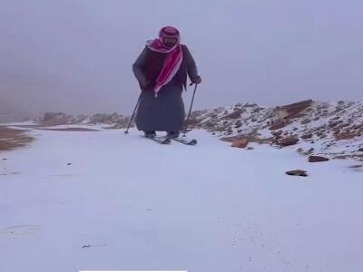  ویدئویی از بارش برف در عربستان