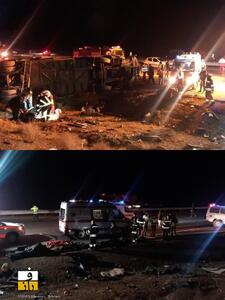  هویت ۹ جان باخته حادثه واژگونی اتوبوس در محور اصفهان–نطنز شناسایی شد