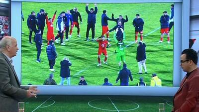 تکرار شادی گل کاظمیان توسط شجاع و بیرانوند بعد از پایان مسابقه