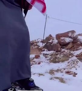  بارش برف در عربستان + فیلم