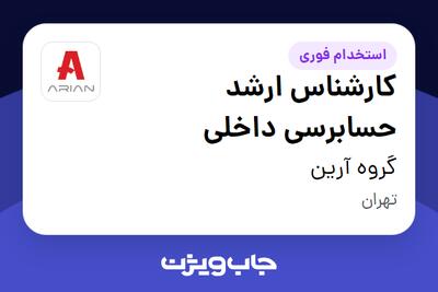  استخدام کارشناس ارشد حسابرسی داخلی در گروه آرین