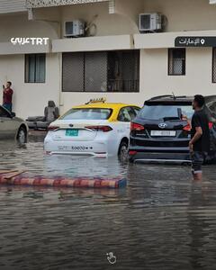 باران و آبگرفتگی در ۲ شهر امارات (عکس)