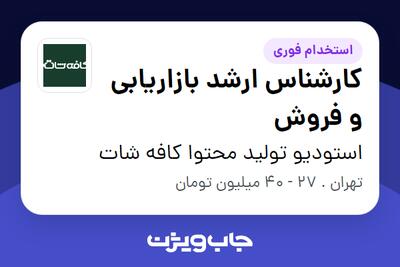  استخدام کارشناس ارشد بازاریابی و فروش در استودیو تولید محتوا کافه شات