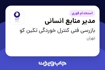  استخدام مدیر منابع انسانی در بازرسی فنی کنترل خوردگی تکین کو