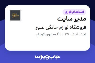  استخدام مدیر سایت در فروشگاه لوازم خانگی غیور