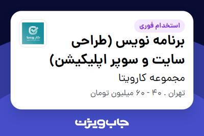  استخدام برنامه نویس (طراحی سایت و سوپر اپلیکیشن) در مجموعه کارویتا