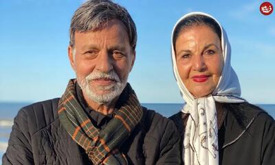  مرتضی عقیلی و پوری بنایی در ۷۷ و ۸۱ سالگی در کنار دریا