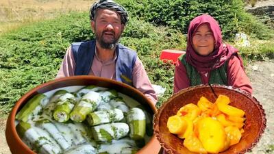  غذای روستایی افغانستان: نان تنوری و خوراک کدو سبز (فیلم)