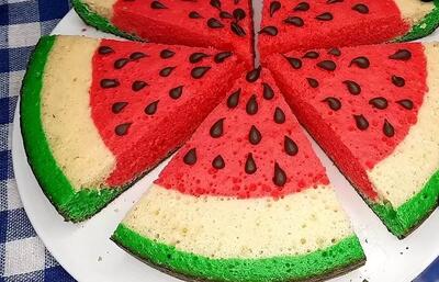  طرز تهیه کیک هندوانه شب یلدا | بدون فر و همزن برقی !