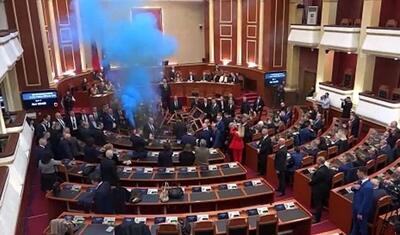 دعوا و درگیری در پارلمان آلبانی + فیلم