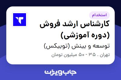  استخدام کارشناس ارشد فروش (دوره آموزشی) در توسعه و بینش (توبیکس)