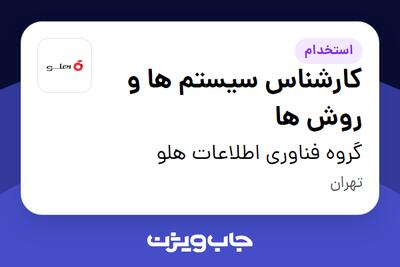  استخدام کارشناس سیستم ها و روش ها در گروه فناوری  اطلاعات هلو
