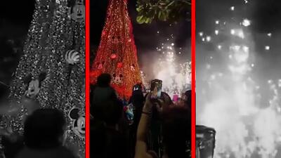  فیلم آتش‌سوزی ناگهانی درخت کریسمس در مکزیک