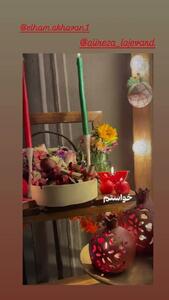  فیلم / چیدمان دلبرانه میز یلدایی الهام اخوان میترای سریال از یاد رفته با یک لباس شیک و باوقار ...