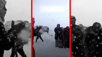  فیلم رقص و اسکی عربستانی ها با دشداشه روی برف