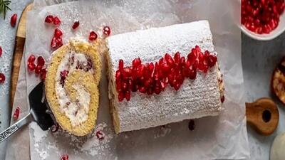  آموزش شیرینی پزی / طرز تهیه رولت انار برای شب یلدا + عکس
