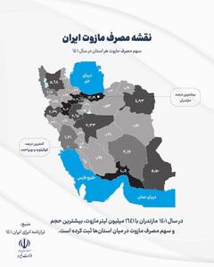  نقشه مصرف مازوت در ایران | هر استان چقدر مازوت مصرف می‌کند؟