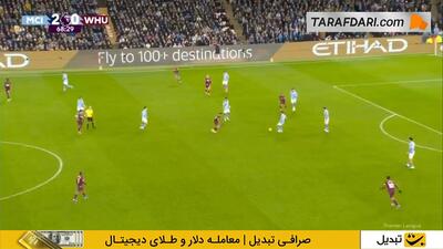 گل دوم ارلینگ هالند به وست هم (منچسترسیتی 3-0 وست هم)