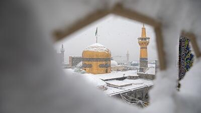  صحن برفی حرم مطهر امام رضا (ع) + فیلم