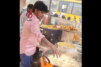 آشپزی که دستش در روغن 200 درجه نمی‌سوزد!