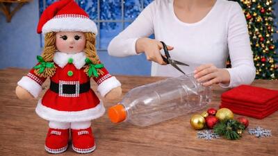  این عروسک زیبا رو با بطری پلاستیکی و وسایل دور ریختنی درست کن !