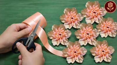  آموزش ساخت گل با روبان ساتن / گل سازی ساده و زیبا