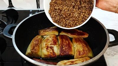  راز یک غذای خوشمزه و مقوی با ترکیب طلایی بادمجان و عدس
