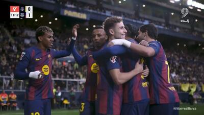 گل اول بارسلونا به ویارئال (رافینیا - پنالتی)