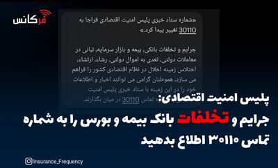 پلیس امنیت اقتصادی: جرایم و تخلفات بانک، بیمه و بورس را به شماره تماس ۳۰۱۱۰ اطلاع بدهید