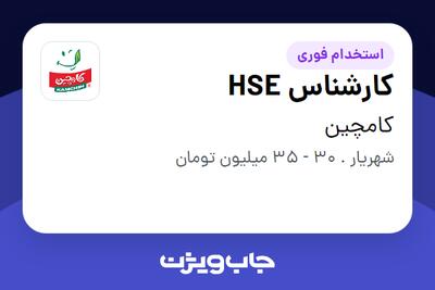  استخدام کارشناس HSE - خانم در کامچین