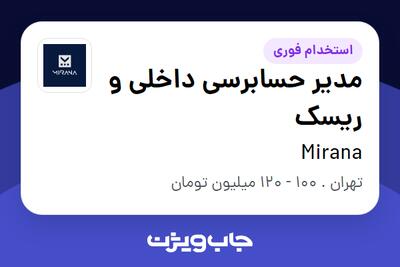  استخدام مدیر حسابرسی داخلی و ریسک در Mirana