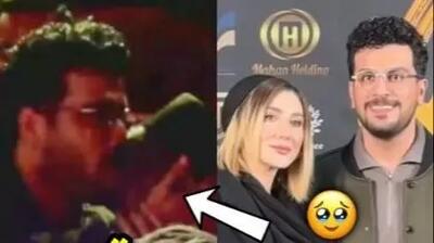  فیلم/ بوسه احساسی و عاشقانه امیرحسین قیاسی بر پیشانی همسرش لحظه بردن اولین جایز‌اش/ چشمامون قلبی شد که..!