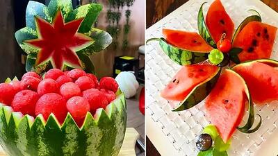 تزئین هندوانه یلدایی؛ 15 عکس زیبا برای الهام از طرح‌ های خلاقانه و مجلسی + فیلم