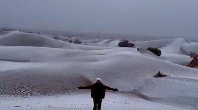  تصاویر تماشایی از سفیدپوش شدن کویر مصر با برف