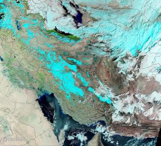 عکس ماهواره‌ای امروز ناسا از پوشش برف در ایران