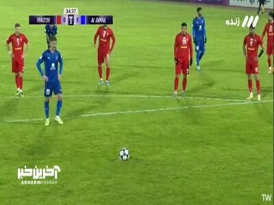 گل اول الدحیل به تراکتور از روی نقطه پنالتی توسط بنجامین بوریگاد